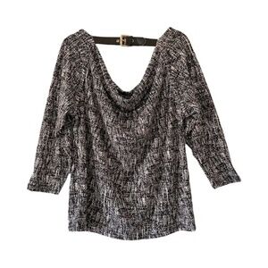 Michael Kors | Black Gray Drape Neck Belt Back Top, Medium